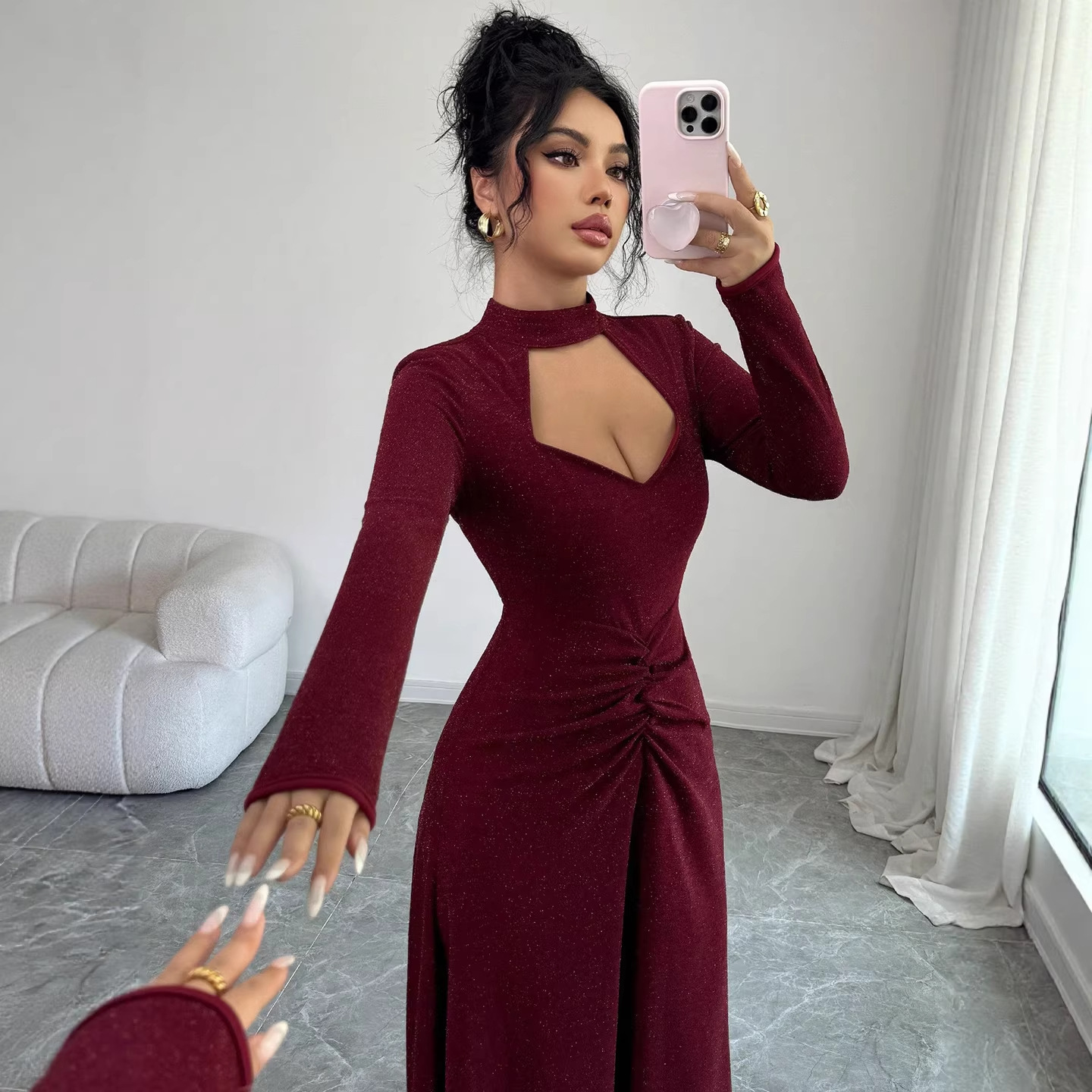 20256 Spring Sexy Fitted Midi  - Midi Dress 评论和价格