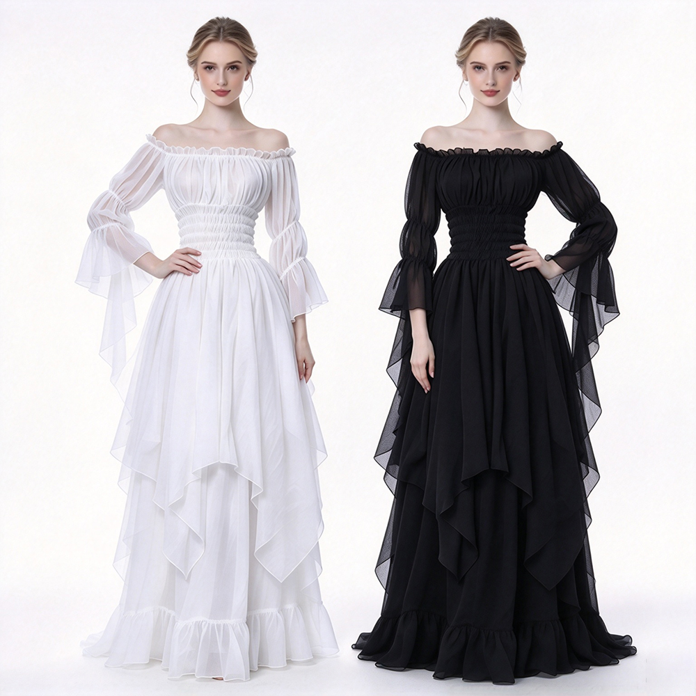 Medieval Dress Retro Off-The-S - Lace Dress 评论和价格