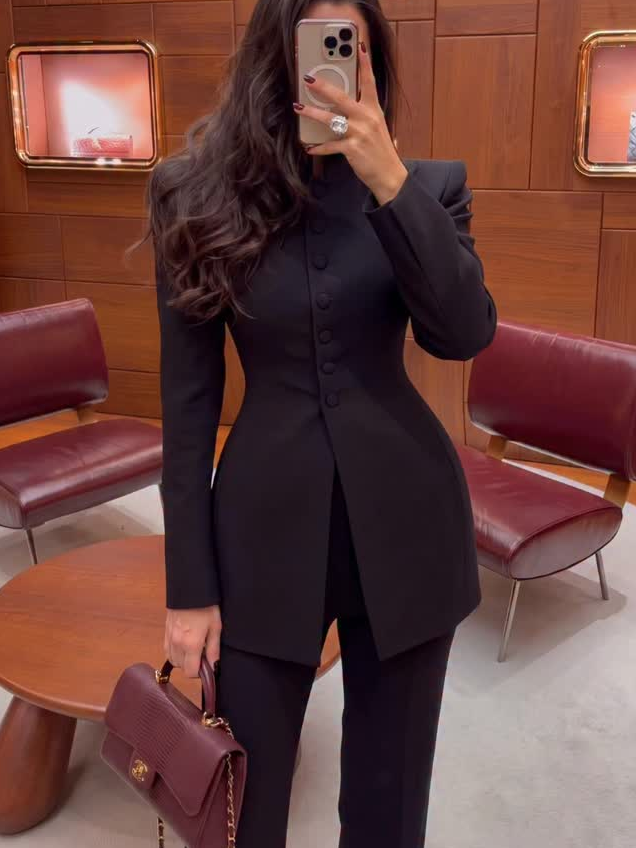 Women 2 Piece Suit Mandarin Co - Womens Blazer 评论和价格