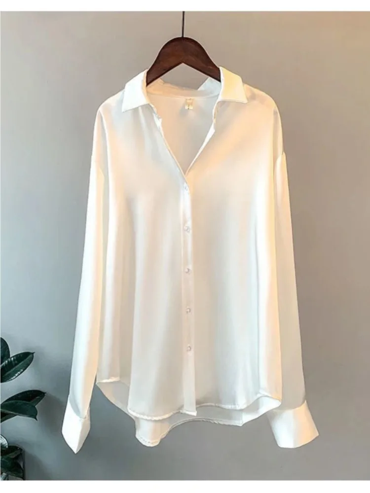 Plus Size Casual Women Silk Sh - Silk Blouse 评论和价格