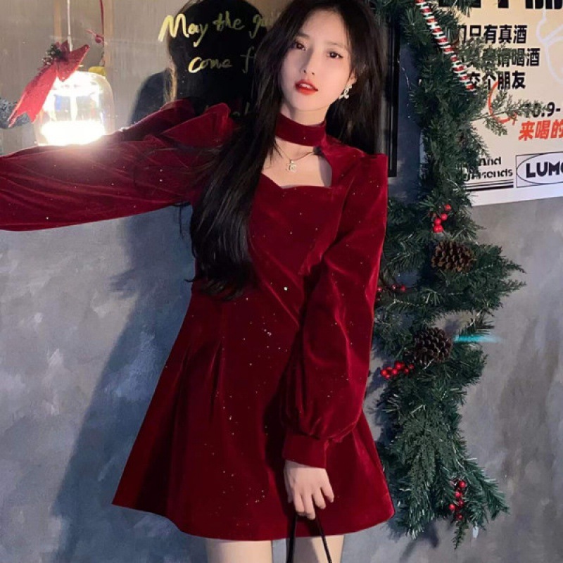 Fine Sparkling Velvet Dress Wo - Women'S Red Formal Wear 评论和价格