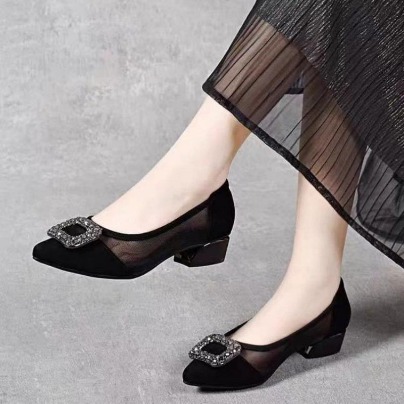 Elegant Pointed Toe Mesh Block - Womens Heels 评论和价格
