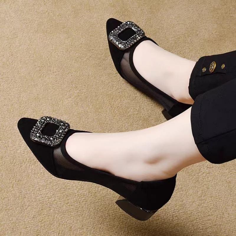 Elegant Pointed Toe Mesh Block - Womens Heels 评论和价格